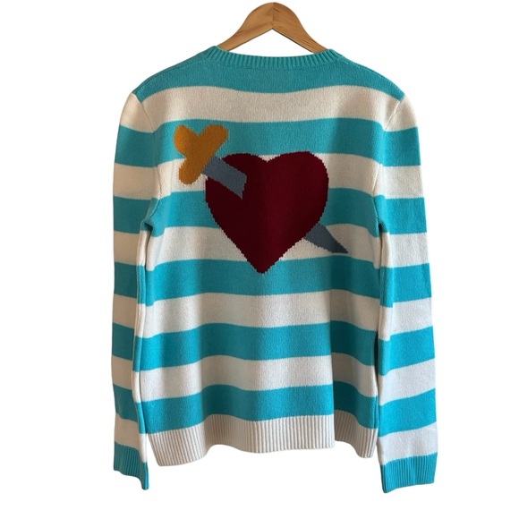 GUCCI Angry Cat-Intarsia Wool Striped Sweater Blue White L - Picture 6 of 12